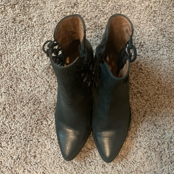 Jeffrey Campbell Diablo Bootie Criss Cross Black Side Laced Boots Leather Black - Picture 7 of 16